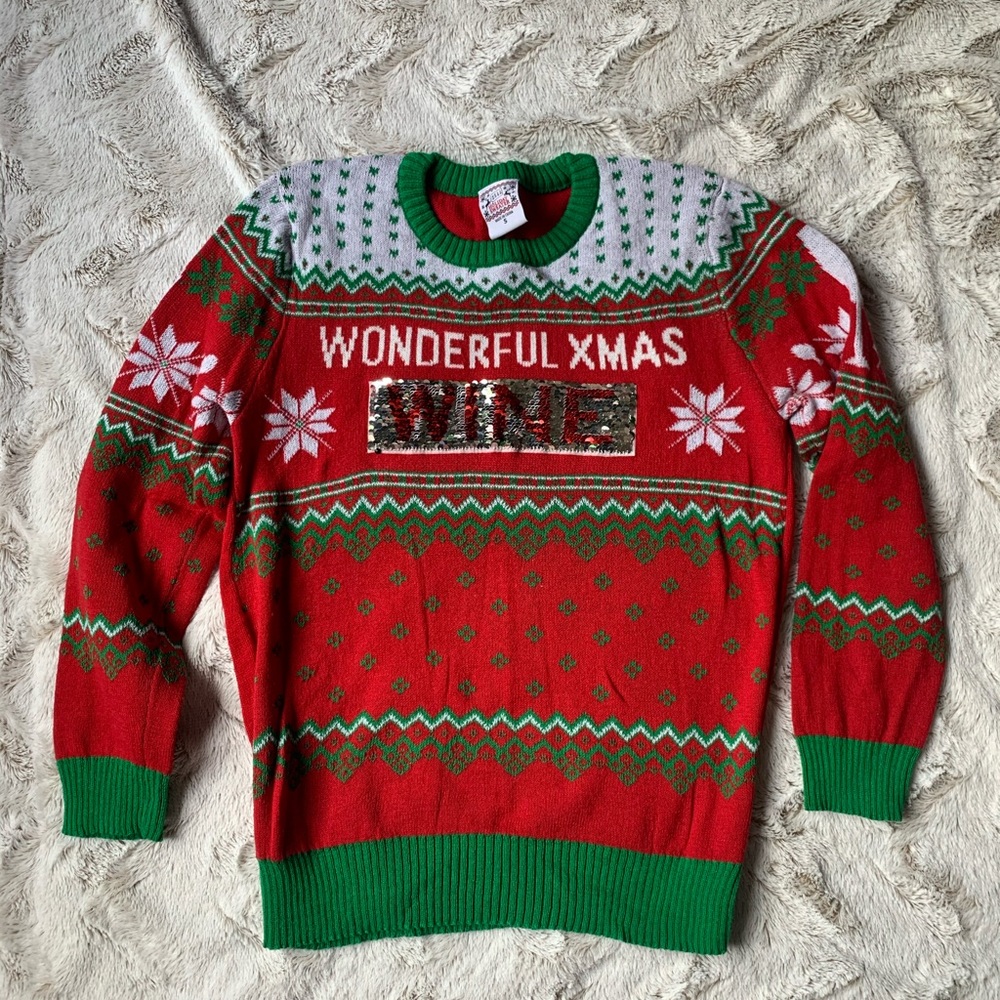 Christmas WINE & TIME Sequin Sweater